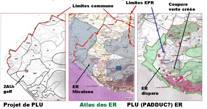 Carte de ER du PADDUC à Olmeto