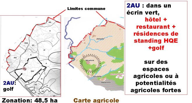 Carte de ER du PADDUC à Olmeto