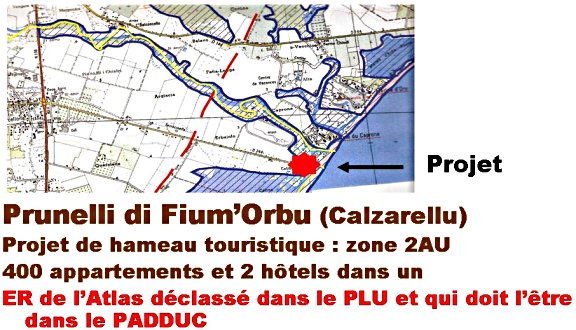 Carte de ER du PADDUC à Prunelli di Fiumorbu