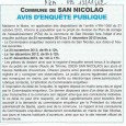 San Niculau. Révision du zonage d’assainissement. Du 24 novembre 2012 au 21 décembre 2012
