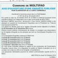 Moltifau. Élaboration de la carte communale. À dater du 8 novembre. Voir dates dans la coupure ci-dessous