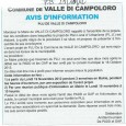 Valle di Campuloru. Plan local d’urbanisme. A dater du 19 novembre pendant 3 semaines. Réunion publique d’information lundi 19 novembre à 15 heures