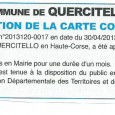 Quercitellu. Approbation de la carte communale. Du 30/04 au 30/05/2013.