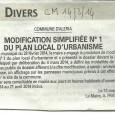 Aleria. Modification du PLU. Du 20 mars au 21 avril 2014.  