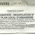 Corbara. Modification du PLU. Du 12 mars au 12 avril 2014.  