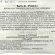 Prupia. Modification du PLU. Du 29 août au 29 septembre 2014.  