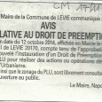 Livia. Approbation PLU. Le 17 novembre 2014.