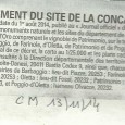 Conca D’Oru. Classement du site. Le 13 novembre 2014.