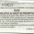 Aghione. Approbation PLU. Le 06 novembre 2014.