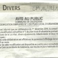 Calinzana. Modification PLU. Du 1er décembre au 1er janvier 2015.