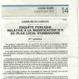 Corbara. Modification PLU. Du 11 juin au 10 juillet 2015.