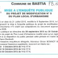 Bastia. PLU. Du 2 octobre au 30 octobre 2015.