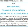 Calenzana. Révision PLU. Le 8 octobre 2015.