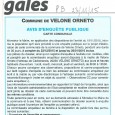 Velone-Orneto. Carte communale. Du 22 décembre au 26 janvier 2016.