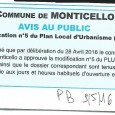 Monticellu. Modification PLU. Le 3 mai 2016.